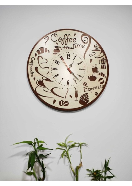 Ahşap Duvar Saati Kafe ve Mutfak Için Dekoratif Duvar Saati
