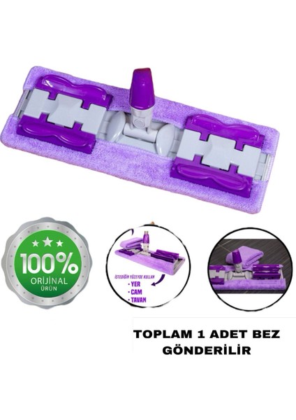 Elite Her Sapa Uygun 1 Adet Bezli Mop Başlık Yer&cam&tavan Silme Temizlik Mop Başlığı Sap Dahil Değildir 1 Adet