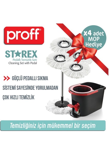 Elite Starex Pedallı Spin Mop Temizlik Seti 4 Yedek Mop Hediyeli 1 Adet