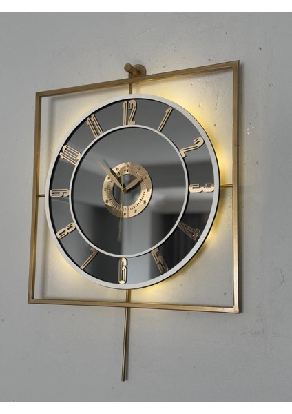 Metal Aynalı Duvar Saati 50X75 cm Büyük Boy Işıklı Gerçek Ayna Duvar Saati Modern Tasarım modelleri