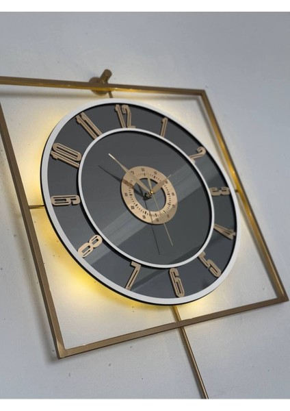 Metal Aynalı Duvar Saati 50X75 cm Büyük Boy Işıklı Gerçek Ayna Duvar Saati Modern Tasarım indirimleri