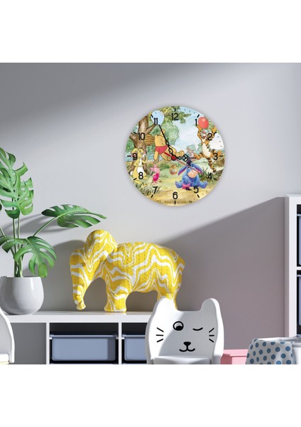 Bebek Çocuk Odası Öğretici Sessiz Akar 28CM Duvar Saati Uv Baskı Saat Renkli ve Eğlenceli Dekor
