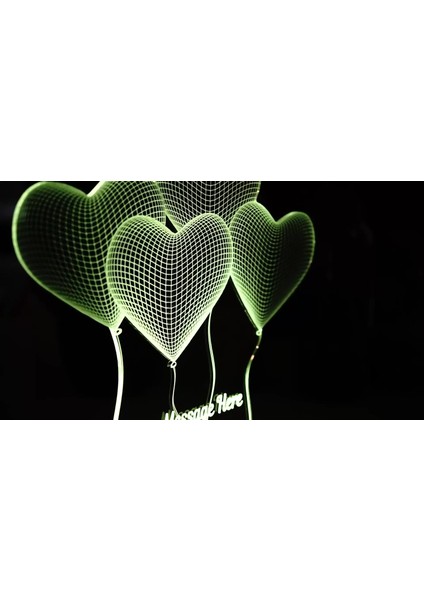 Elite Doğum Günü Hediyesi, Parti Hediyesi, 3D Kalpler LED Gece Lambası, 3 Boyutlu LED Lamba 1 Adet