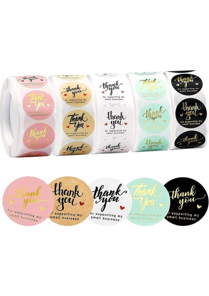 Elite Yapışkanlı Etiket - Thank You - 5 Farklı Tasarım (2,5 Cm) 50 Adet 1 Adet