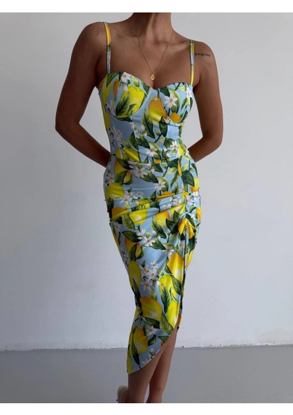 Evans Gloplu Midi Elbise