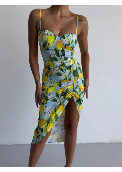 Evans Gloplu Midi Elbise