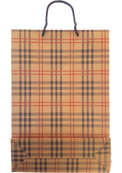 Kraft Ipli Kağıt Alışveriş Çantası - 36X25X9CM (Hediyelik, Yılbaşı, Doğum Günü Karton Çanta) 1 Adet