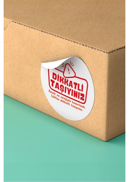 Sticker Teşekkürler Etiketi Dikkatli Taşıyınız Kargo Ambalaj Etiketi - 3X3CM 90 Adet - ST2271 1 Adet