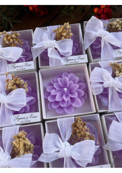 20 Adet Süslemeli Lotus Mum, Nikah Şekeri, Doğum, Sünnet, Düğün Nişan Söz, Kına, Hediyelik 1 Adet