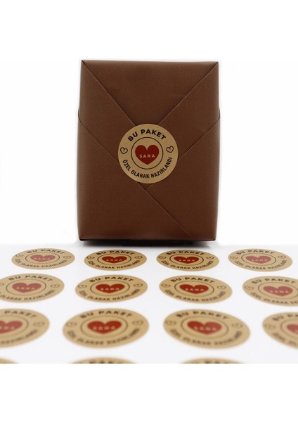 Elite Bu Paket Sana Özel Olarak Hazırlandı Baskılı 4 cm Yuvarlak Kraft Etiket 24 Adet No:16 1 Adet fiyatları