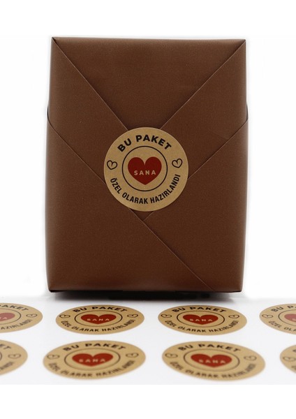Elite Bu Paket Sana Özel Olarak Hazırlandı Baskılı 4 cm Yuvarlak Kraft Etiket 24 Adet No:16 1 Adet modelleri
