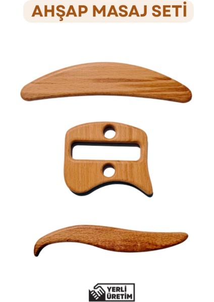 Ahşap Graston, Madero Terapi, Ahşap Masaj Aleti 3 Lü Set