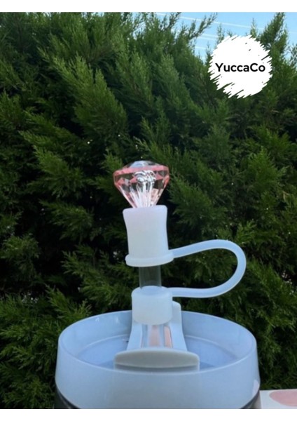 Kristal Taş Görünümlü Termos Uyumlu Aksesuar/kristal Pipet Koruyucu/ Pipet Kılıfı/ Pipet Tıpası 1 Adet