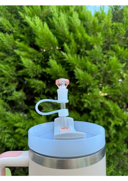 Kristal Taş Görünümlü Termos Uyumlu Aksesuar/kristal Pipet Koruyucu/ Pipet Kılıfı/ Pipet Tıpası 1 Adet modelleri