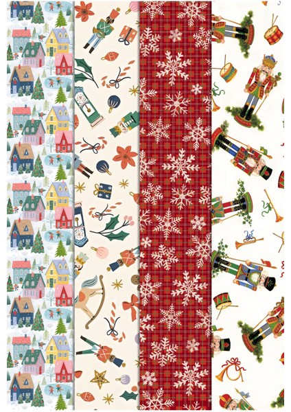 8 Adet 35 x 50 cm Yılbaşı Hediye Paketleme Ambalaj Kağıdı (8’li Paket) 1 Adet