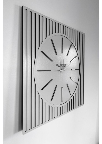 - Lines Effects Series Özel Tasarım Duvar Saati - Açık Gri & Gümüş - 48X48CM modelleri