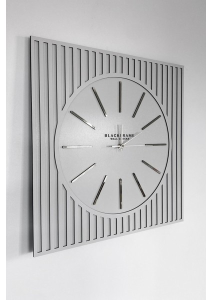 - Lines Effects Series Özel Tasarım Duvar Saati - Açık Gri & Gümüş - 48X48CM fırsatları