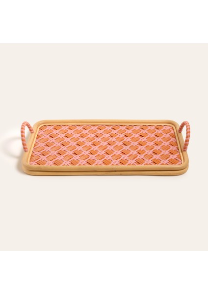 Java Sentetik Rattan Dekoratif Tepsi 51 cm Turuncu