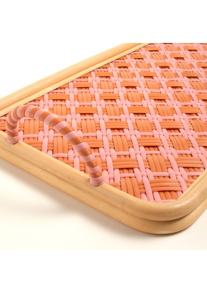 Java Sentetik Rattan Dekoratif Tepsi 51 cm Turuncu fırsatları