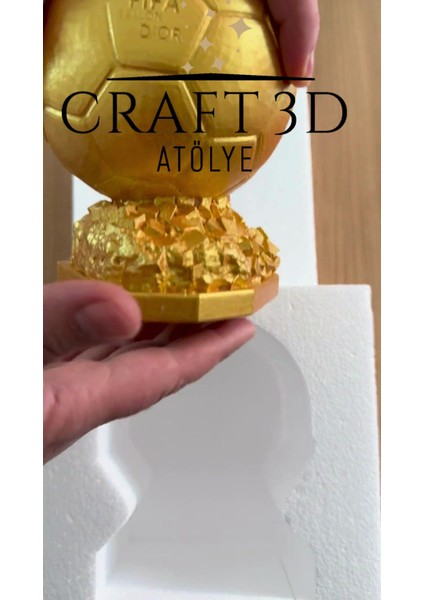 Elite Dünya Kupası ve Ballon D'or (15 cm Boyunda)-Hediye Paketi ile Beraber Beton Büst/figür/biblo 1 Adet