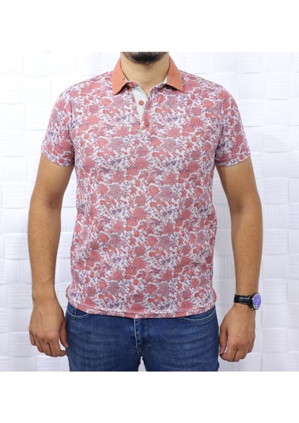 Elite Erkek Bordo Polo Yaka Desenli Modern Kesim Polyester T-Shirt F5210 1 Adet