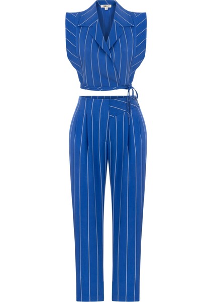 Kadın Saks Lima Pants Çizgili Pantolon