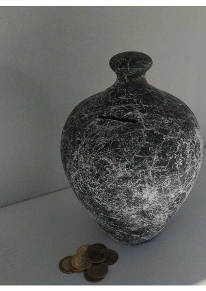 Siyah Çömlek Dekoratif Desenli Testi Kumbara 20 cm 1 Adet fiyatları