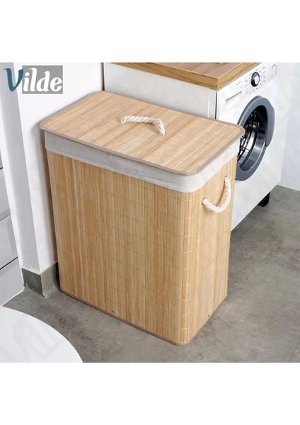Elite 2 Bölmeli 72 L Bambu Çamaşır Sepeti Banyo Düzenleyici Organizer Banyo Çamaşır Sepeti 1 Adet fiyatları