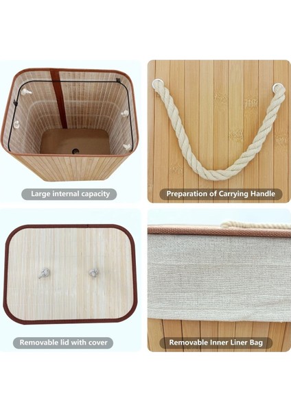 Elite 2 Bölmeli 72 L Bambu Çamaşır Sepeti Banyo Düzenleyici Organizer Banyo Çamaşır Sepeti 1 Adet fırsatları
