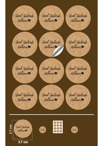 Elite Sticker Kuşe () Güzel Günlerde Kullanın- Kraft (3,7x3,7cm) 108 Adet 1 Adet