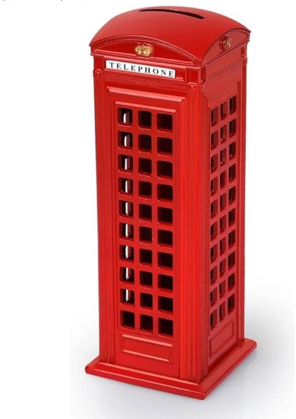Retro Metal Londra Telefon Kulubesi Kumbara Kırmızı Kumbara Hediyelik Süs Eşyası 18 cm 1 Adet