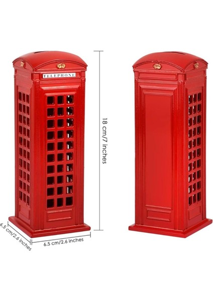 Retro Metal Londra Telefon Kulubesi Kumbara Kırmızı Kumbara Hediyelik Süs Eşyası 18 cm 1 Adet indirimleri