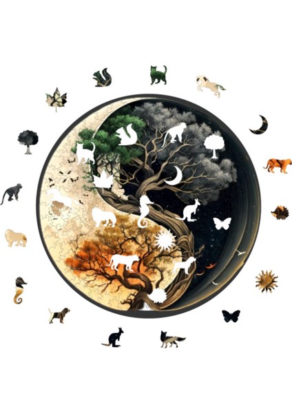 Elite Yin Yang - Özel Figürlü Ahşap Yapboz - Konsept Tasarım Puzzle 1 Adet