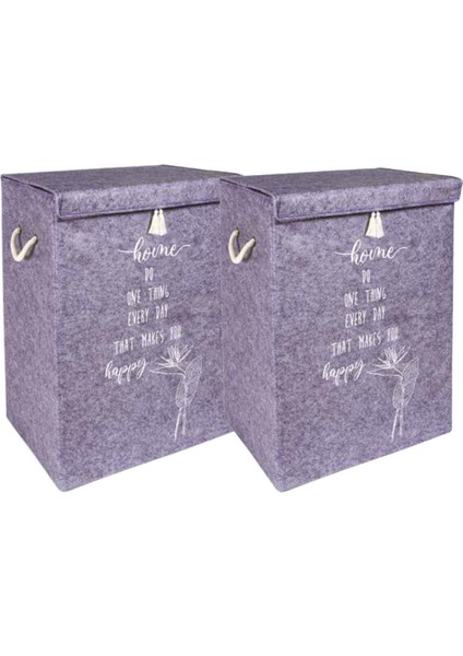 Elite Keçe Kapaklı 2lli Set Kirli Çamaşır Sepeti Katlanabilir Saklama Kutusu Çok Amaçlı 55X30X40 1 Adet
