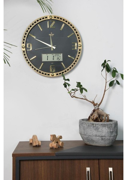 Premium Termometreli Duvar Saati 34.9 cm