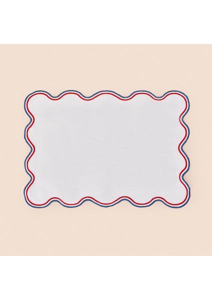 Soft Nonna Amerikan Servis - Mavi / Kırmızı - 30X50 cm
