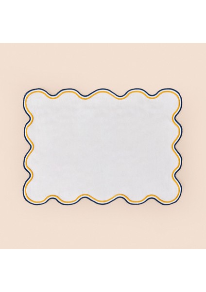 Soft Nonna Amerikan Servis - Hardal / Mavi - 30X50 cm