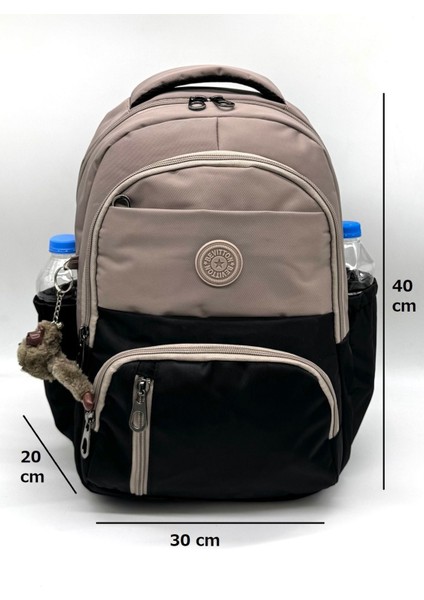 Ilk Okul Çantası 3'lü Seti Unisex Çocuk Ilkokul Çantası BVT-8010 Vizon-Siyah