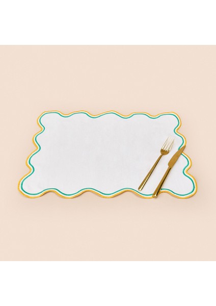 Soft Nonna Amerikan Servis - Hardal / Yeşil - 30X50 cm