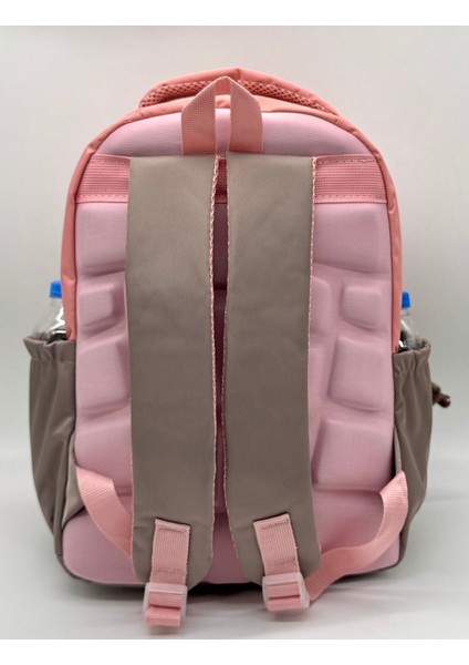 Ilk Okul Çantası 3'lü Seti Unisex Çocuk Ilkokul Çantası BVT-8010 Pudra-Vizon