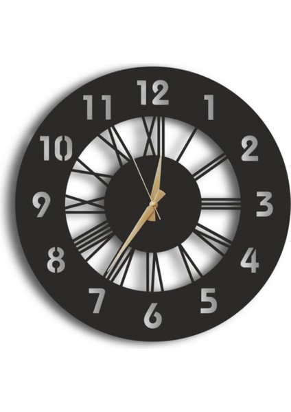 Modern Siyah Dekoratif Kuşlu Ahşap Duvar Saati ve Tablo Seti 48X48CM Yuvarlak Tasarım fırsatları