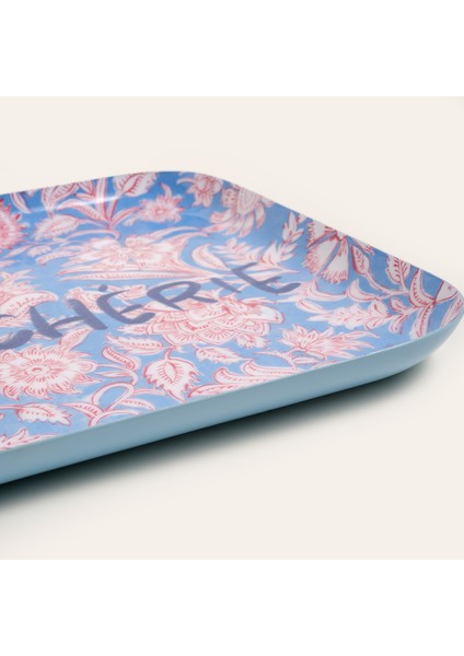 Nanpur Metal Dekoratif Tepsi 26X26X2 cm Mavi - Bordo modelleri