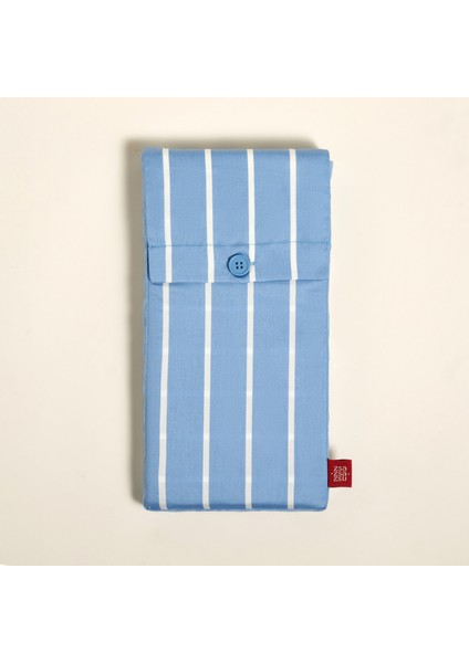 Solıd Geniş Çizgili 300 Tc Oxford 2'li Pamuk Saten Yastık Kılıfı 50X70+2 cm Mavi modelleri