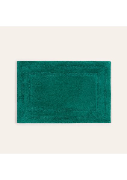 Solıd Çift Taraflı Pamuk %100 Pamuk Banyo Paspası 40X60 cm Koyu Yeşil