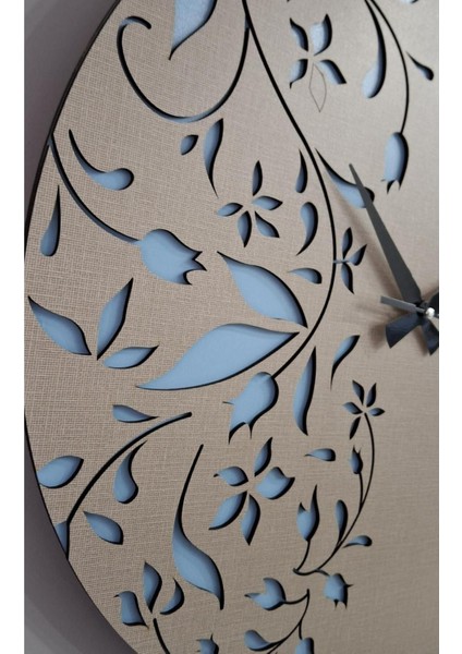 Erdizden Vizon Kaplamalı Mavi Işlemeli Yuvarlak Mdf Duvar Saati fiyatları