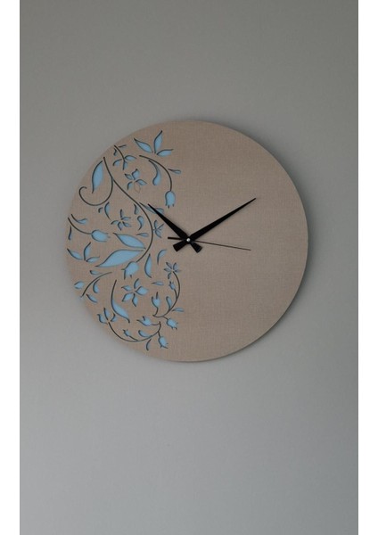 Erdizden Vizon Kaplamalı Mavi Işlemeli Yuvarlak Mdf Duvar Saati indirimleri