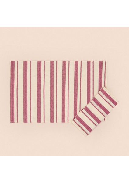 Soft Alno 2'li Amerikan Servis - Ekru / Mürdüm - 30X50 cm