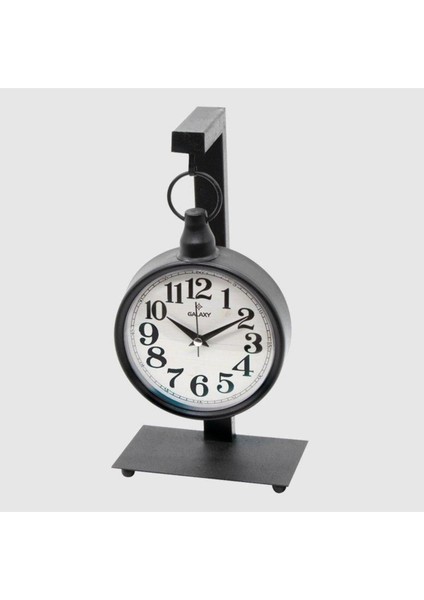 Table Serisi Dekoratif Ayaklı Masa Saati Siyah 18*37 cm