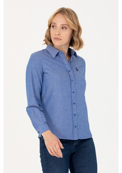 Kadın Saks Gömlek Basic 50277630-VR045