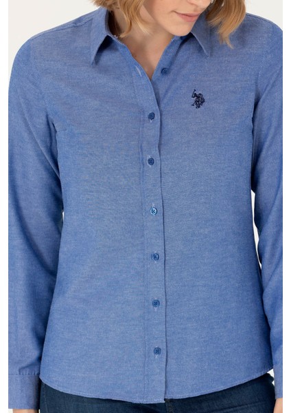 Kadın Saks Gömlek Basic 50277630-VR045